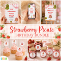 Strawberry Picnic Birthday Bundle – Editable Canva Party Templates