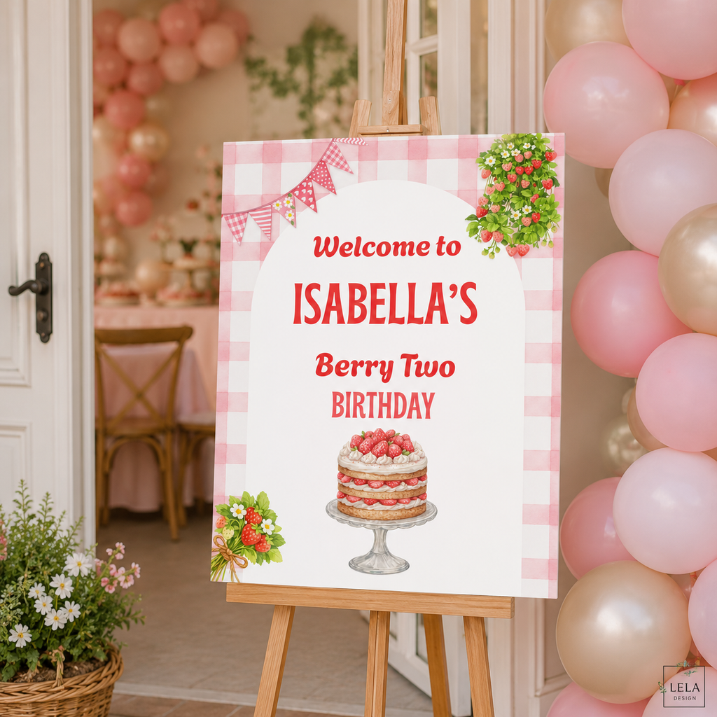 Strawberry Picnic Birthday Bundle – Editable Canva Party Templates